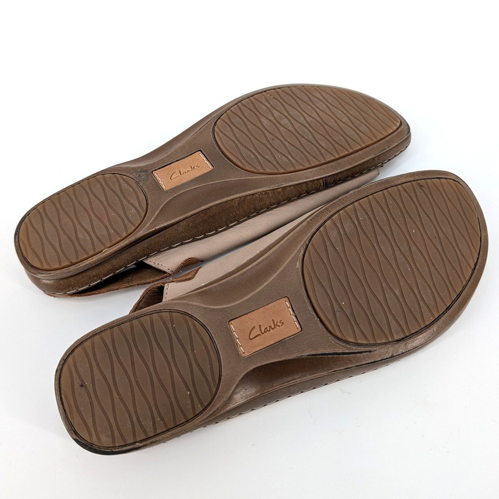 Clarks Artisan Leather Sarla Forte Slingback Sandals Whipstitch Taupe Womens 9 M - Picture 6 of 6